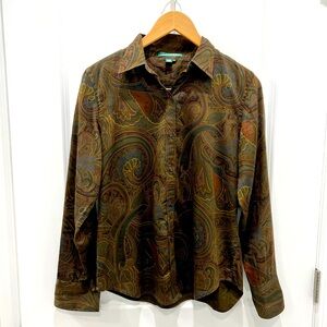 Women’s Paisley Blouse Brown Lauren by Ralph Lauren Size Medium